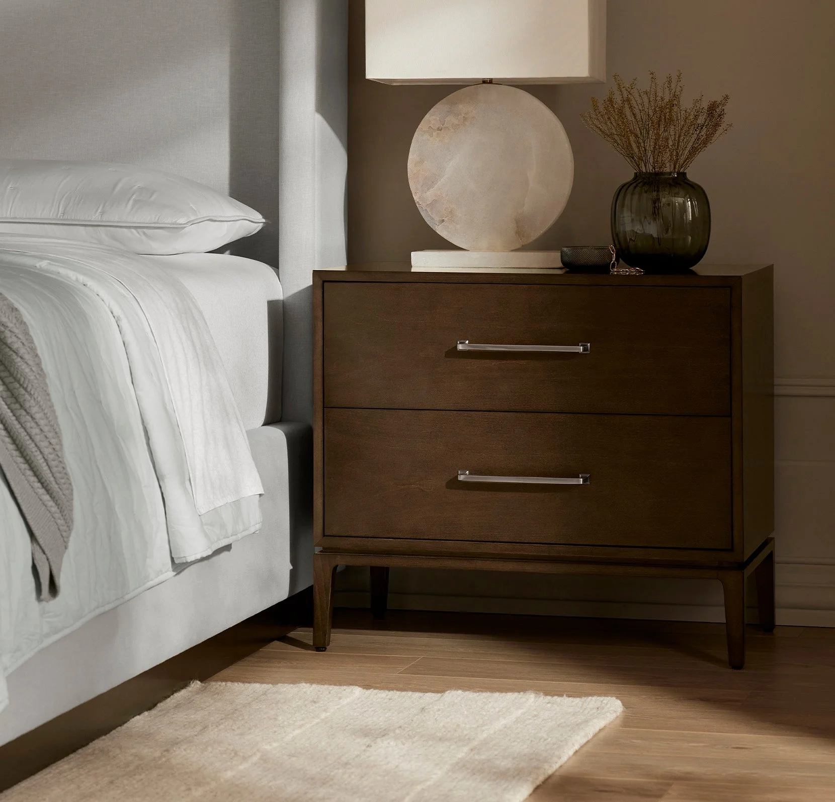 2-Drawer Wood Nightstand - Espresso - Image 4