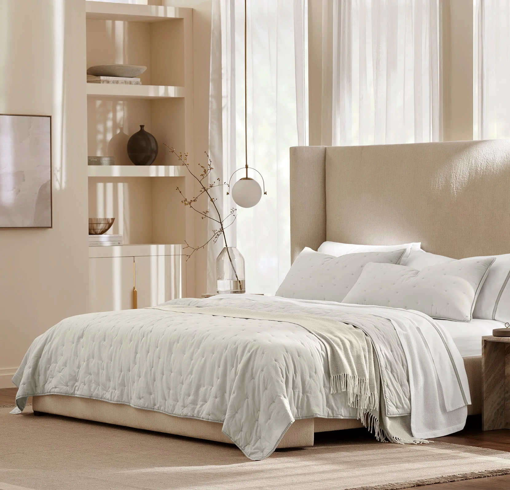 Airy Voile Quilted Sham - Pewter - Image 2