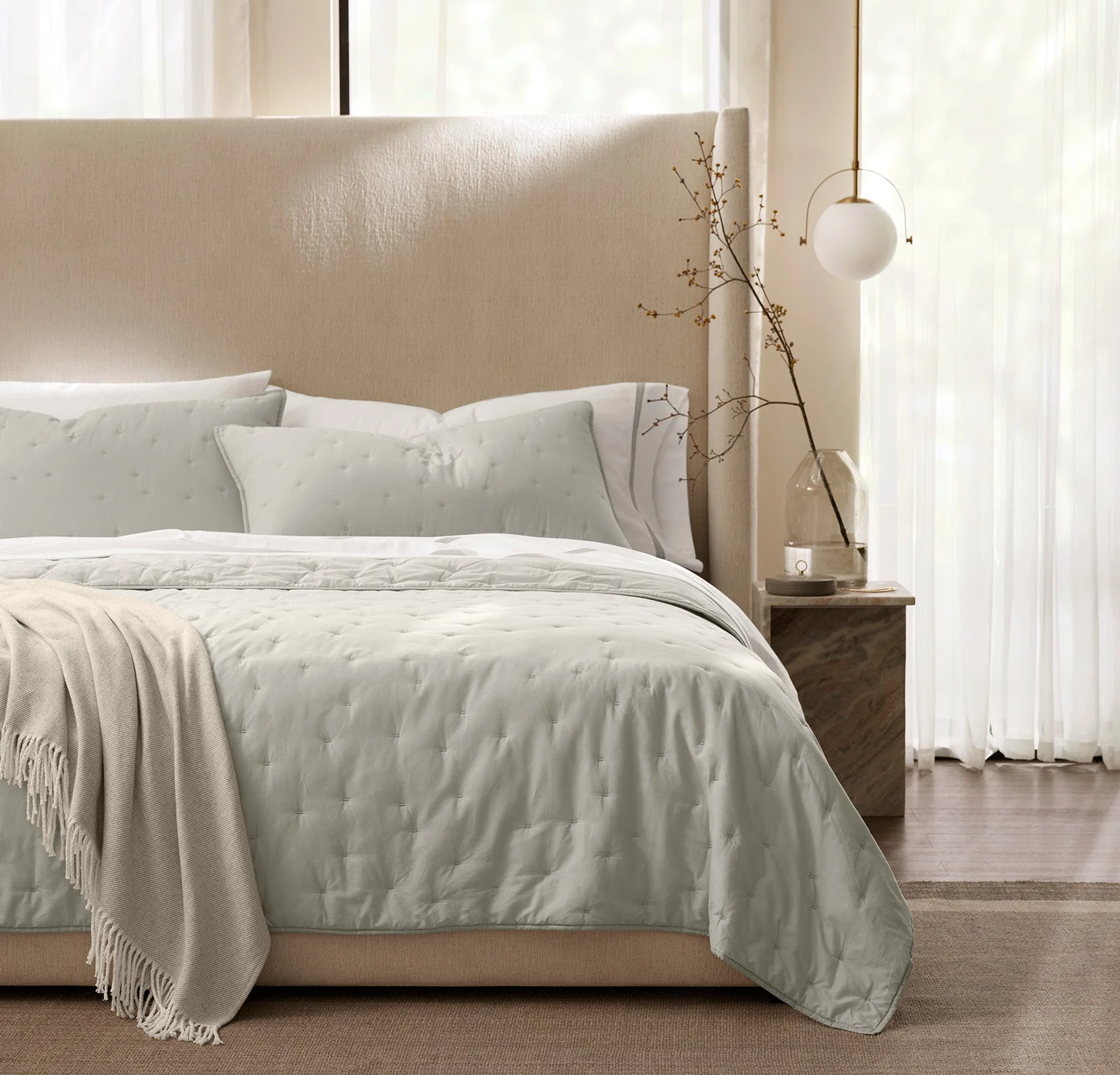 Airy Voile Quilted Sham - Pewter - Image 3