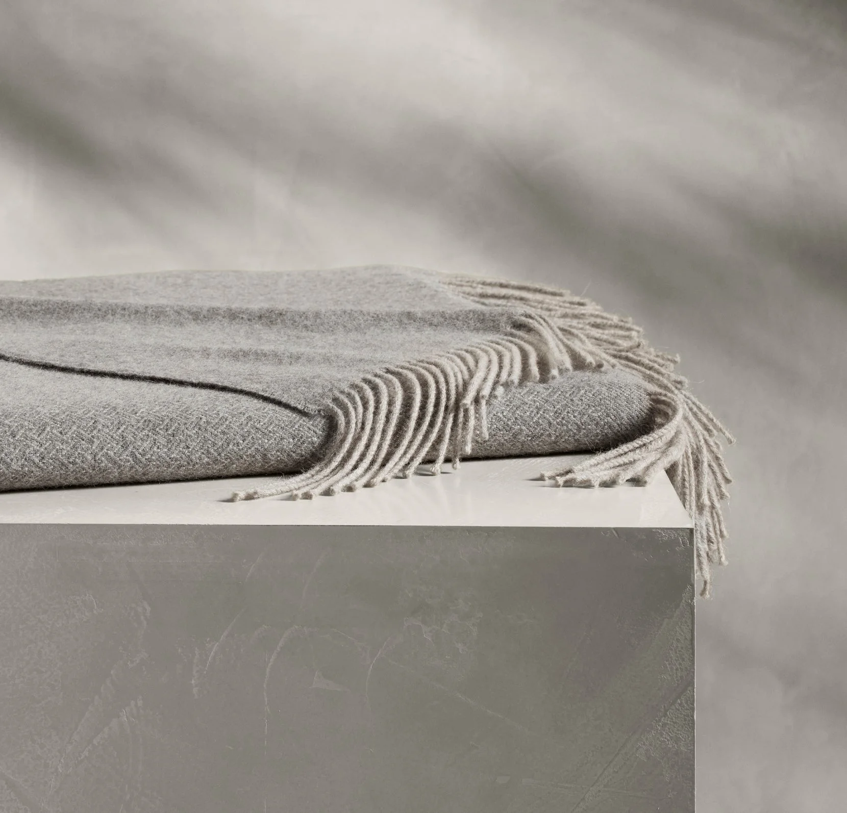 Alpaca Lattice Oversized Throw Blanket - Stone/Pewter