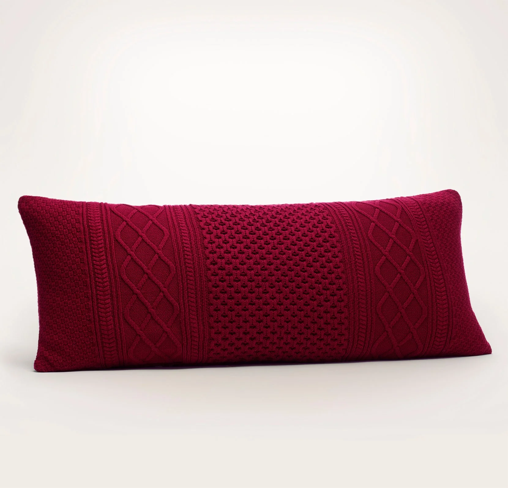 Aran Knit Pillow Cover - Cranberry