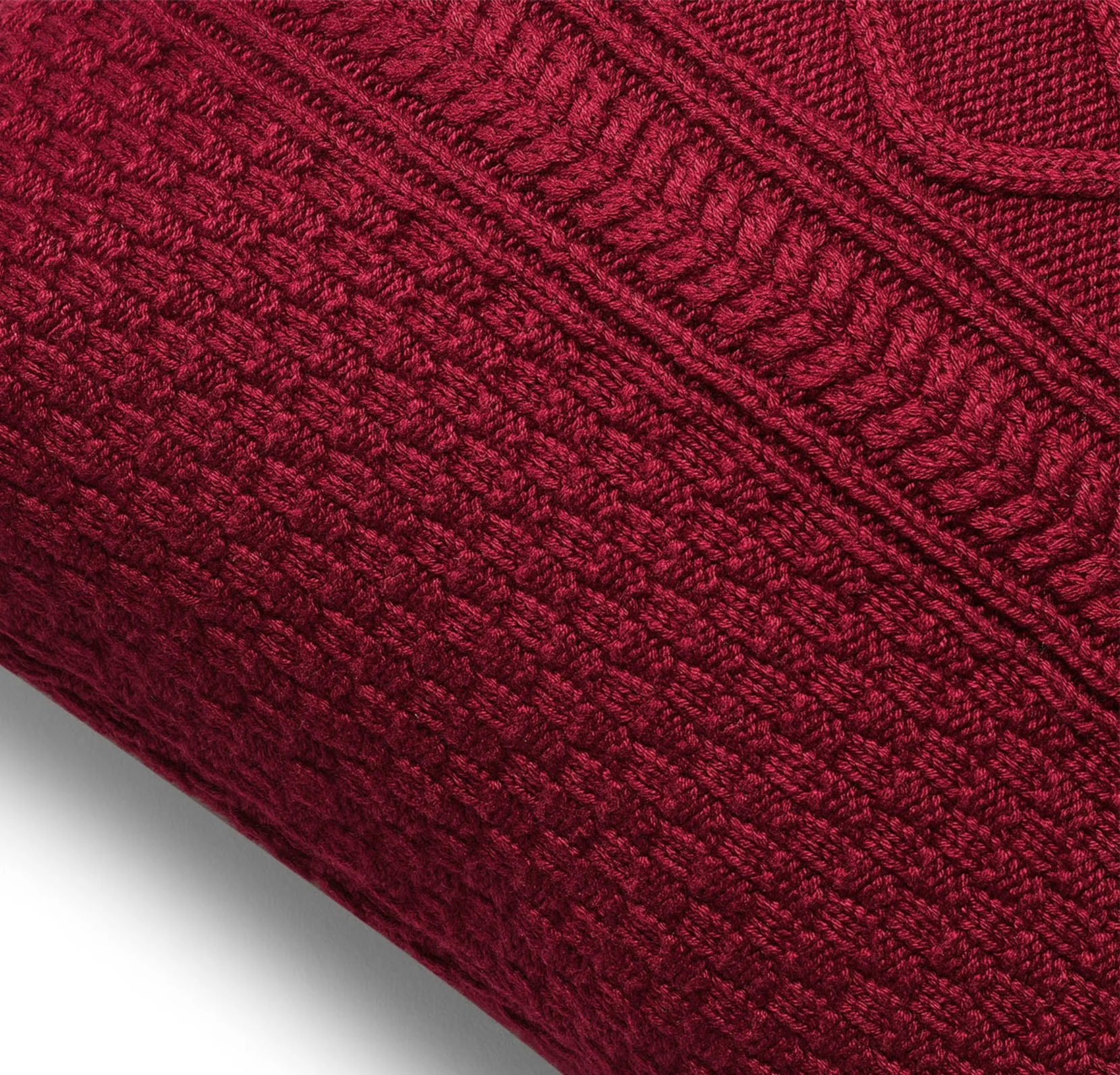 Aran Knit Pillow Cover - Cranberry - Image 4
