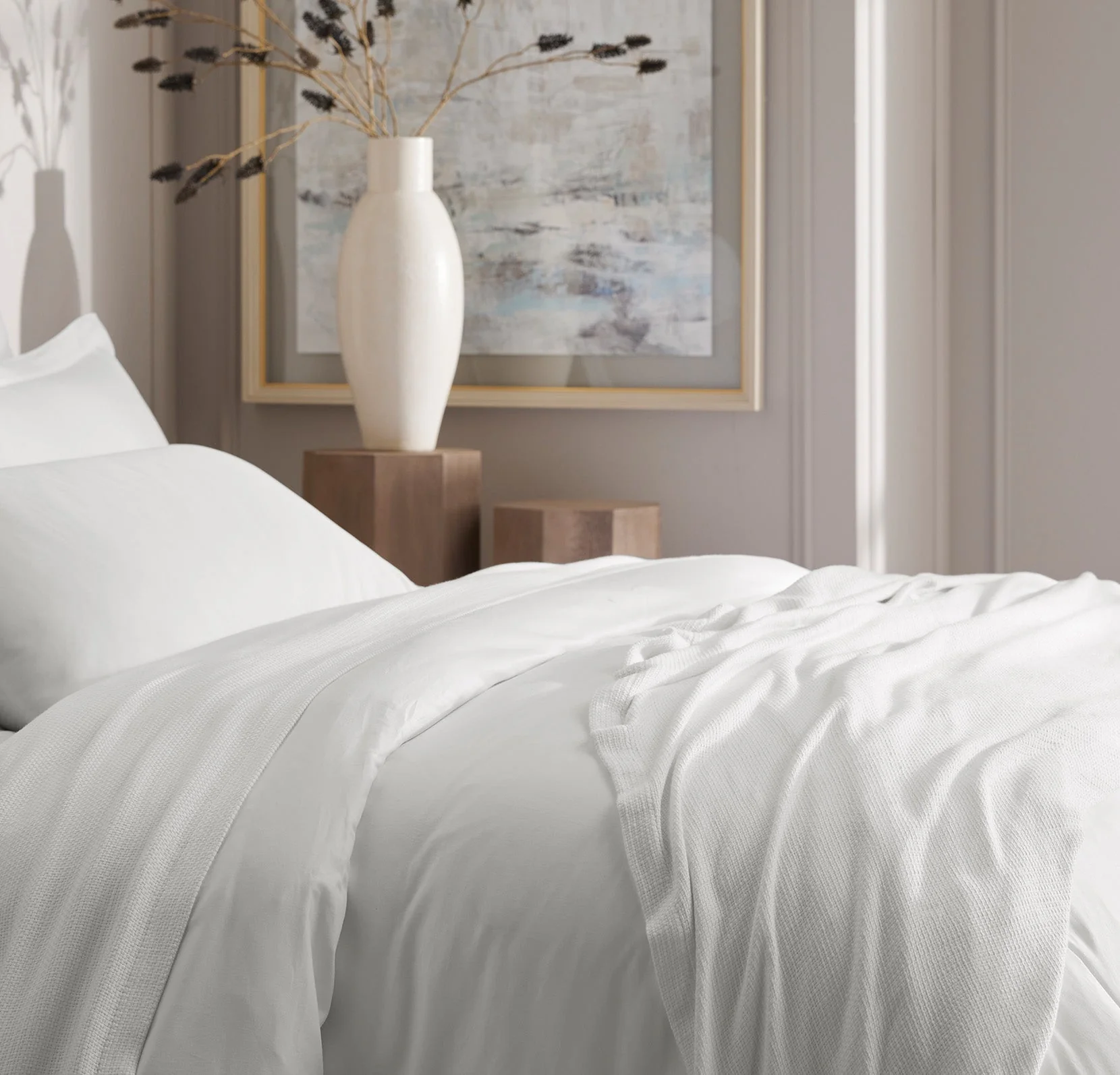 Bed Blankets - White Lightweight - Image 3