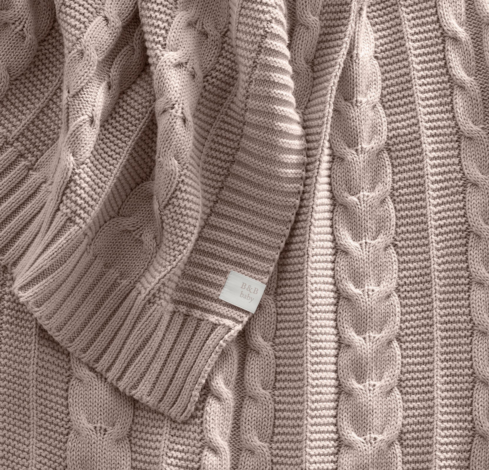 Cable Knit Baby Blanket - Dusty Rose - Image 3