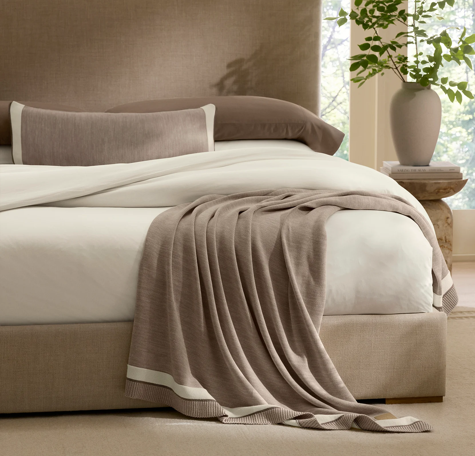 Court Knit Pillow Cover - Heathered Oatmeal - Image 3