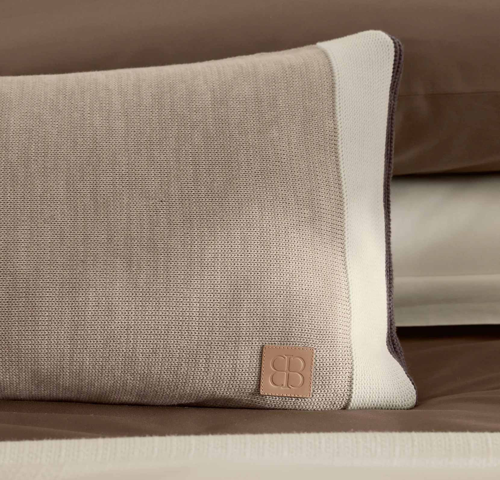 Court Knit Pillow Cover - Heathered Oatmeal - Image 4