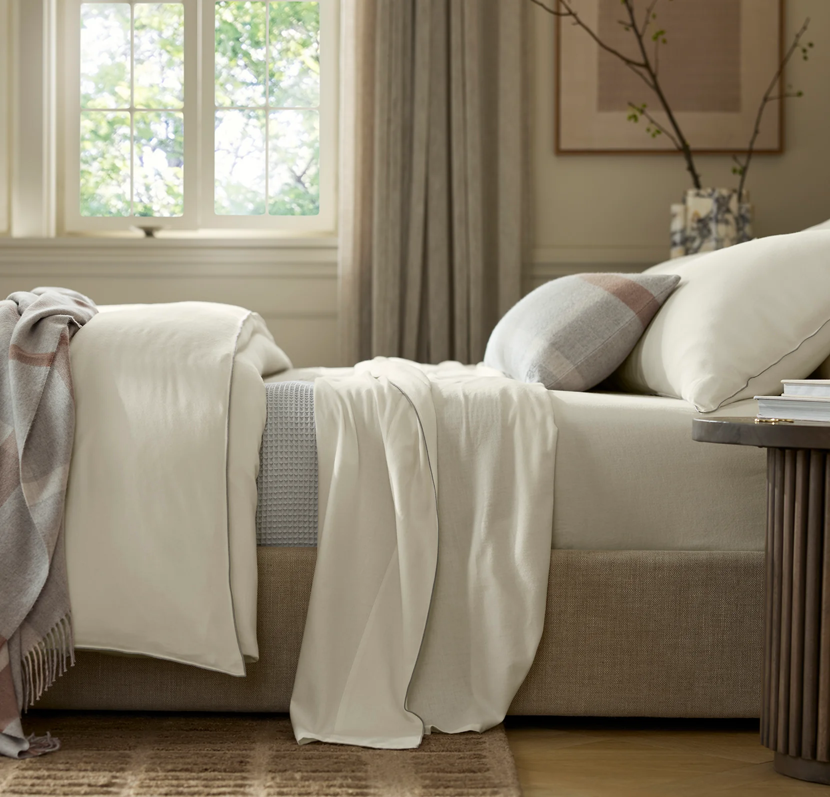 Elysian Cotton Cashmere Duvet Set - Cream/Pewter - Image 3