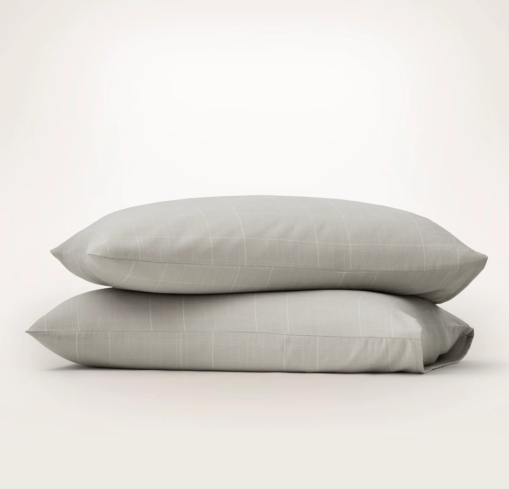 Elysian Cotton Cashmere Pillowcase Set - Pewter/Cream Heathered Plaid