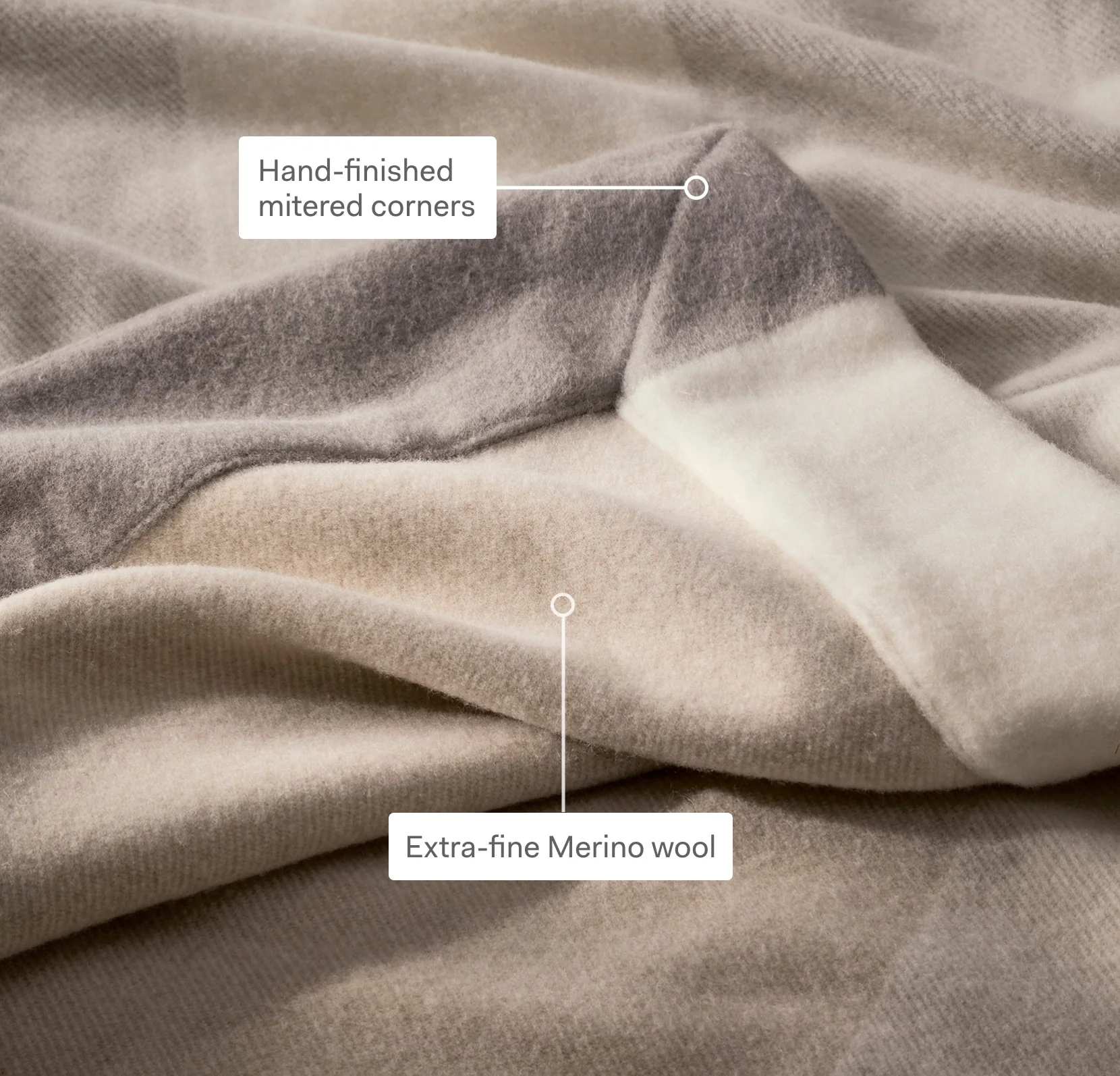 Fine Merino Wool Bed Blanket - Cream/Pewter/Oak Trielle - Image 5