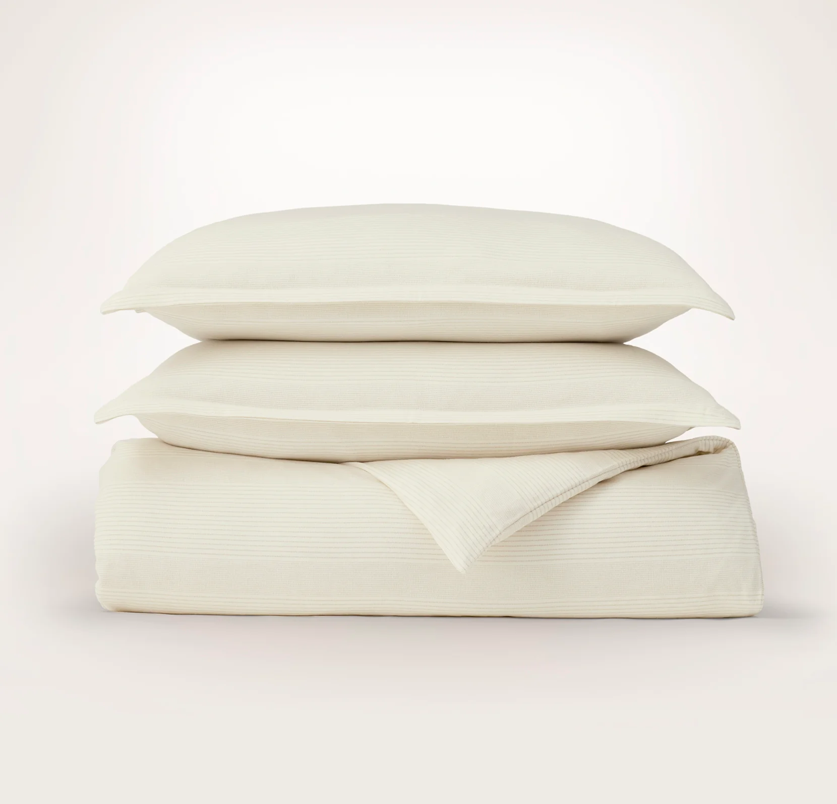 Flannel Duvet Set - Cream/Oak Fine Line Stripe
