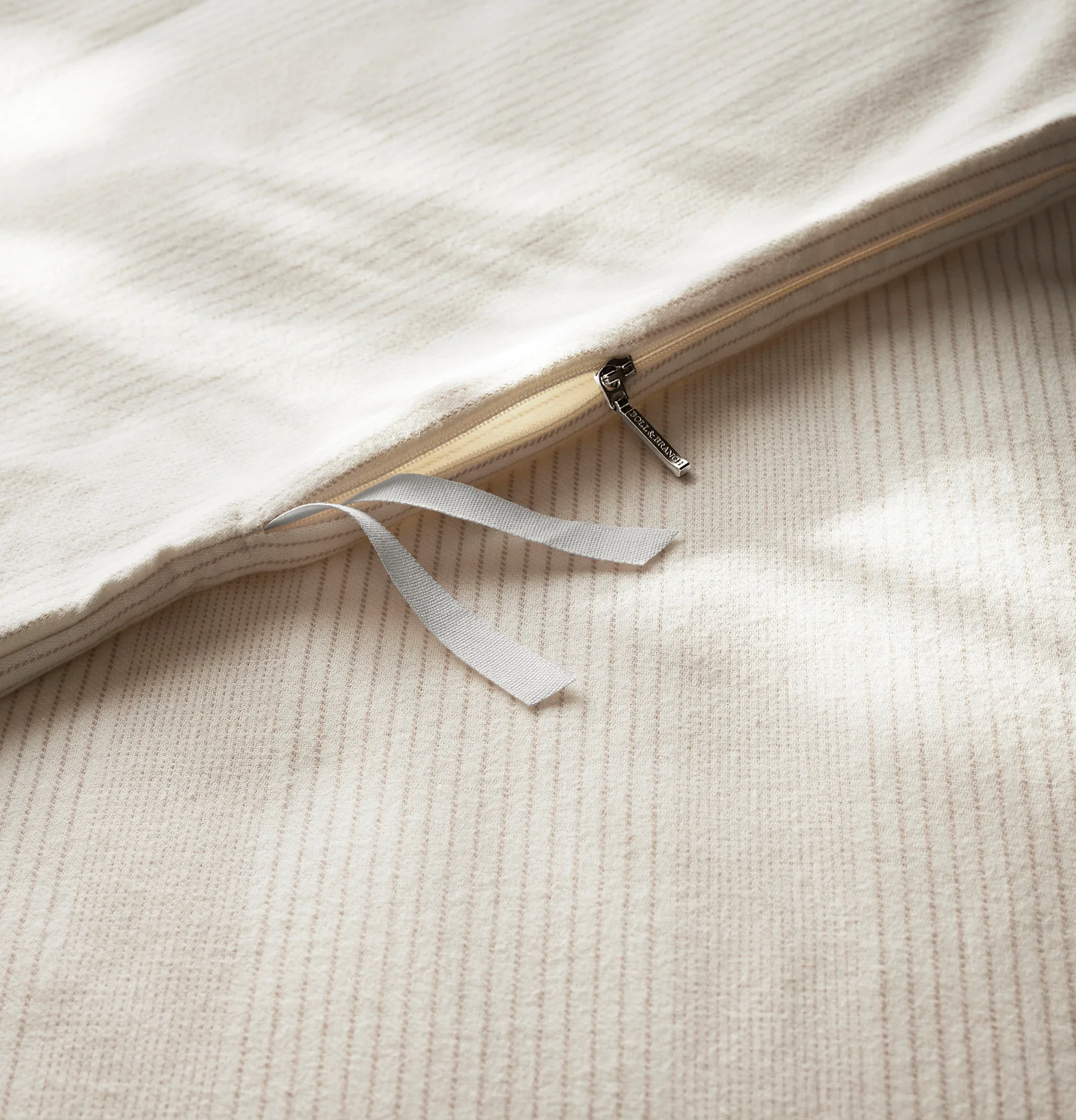 Flannel Duvet Set - Cream/Oak Fine Line Stripe - Image 5