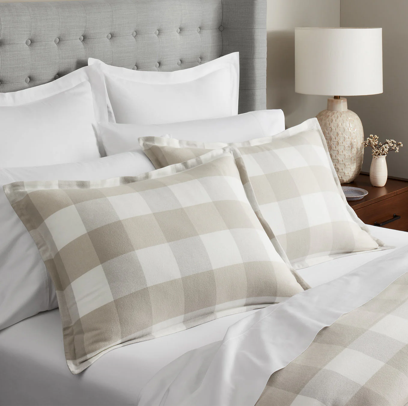 Flannel Duvet Set - Dune/Pewter Buffalo Check - Image 2