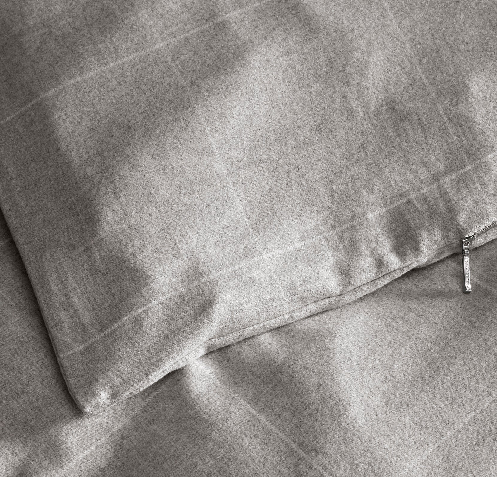 Flannel Duvet Set - Heathered Fog/Cream Windowpane - Image 3