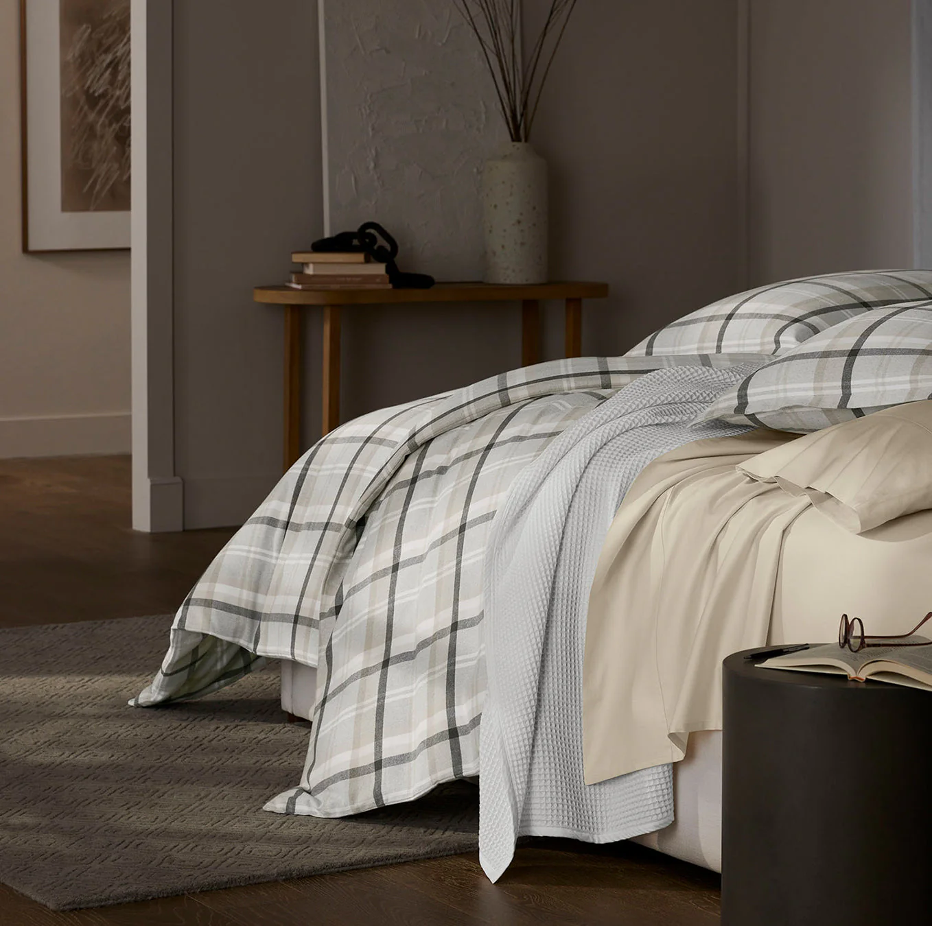 Flannel Duvet Set - Pewter Heathered Plaid - Image 2