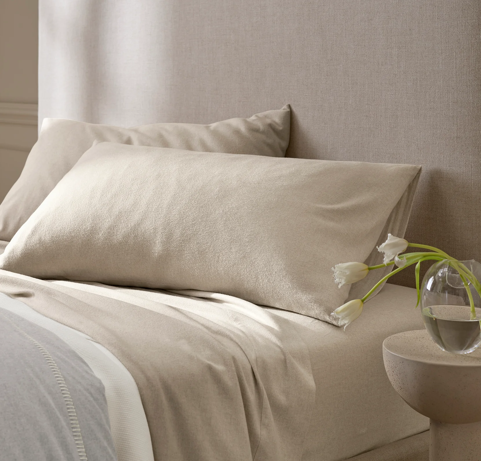 Flannel Pillowcase Set - Heathered Oatmeal - Image 3