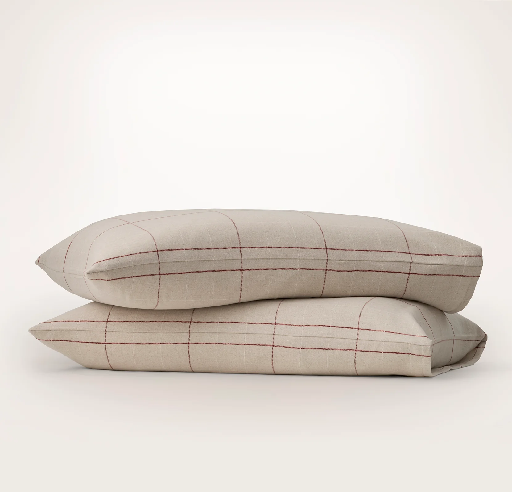 Flannel Pillowcase Set - Heathered Oatmeal/Holly Windowpane