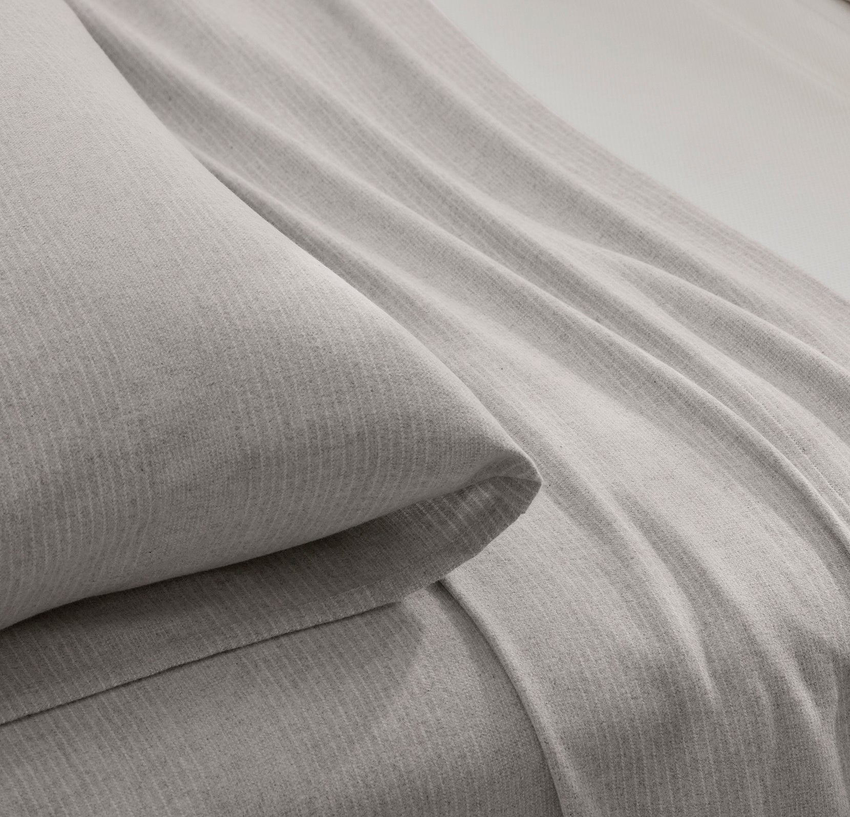 Flannel Sheet Set - Heathered Fog/Cream Fine Line Stripe - Image 3