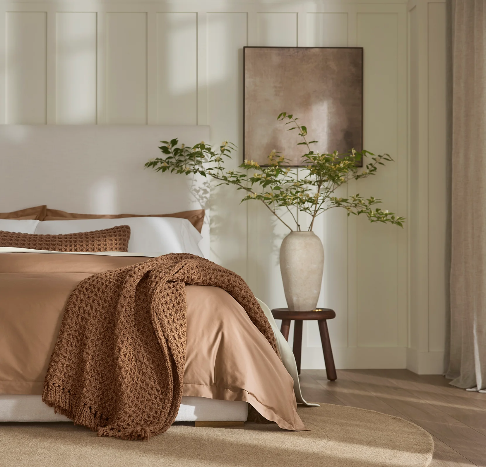 Grand Waffle Merino Wool Pillow Cover - Deep Camel - Image 3
