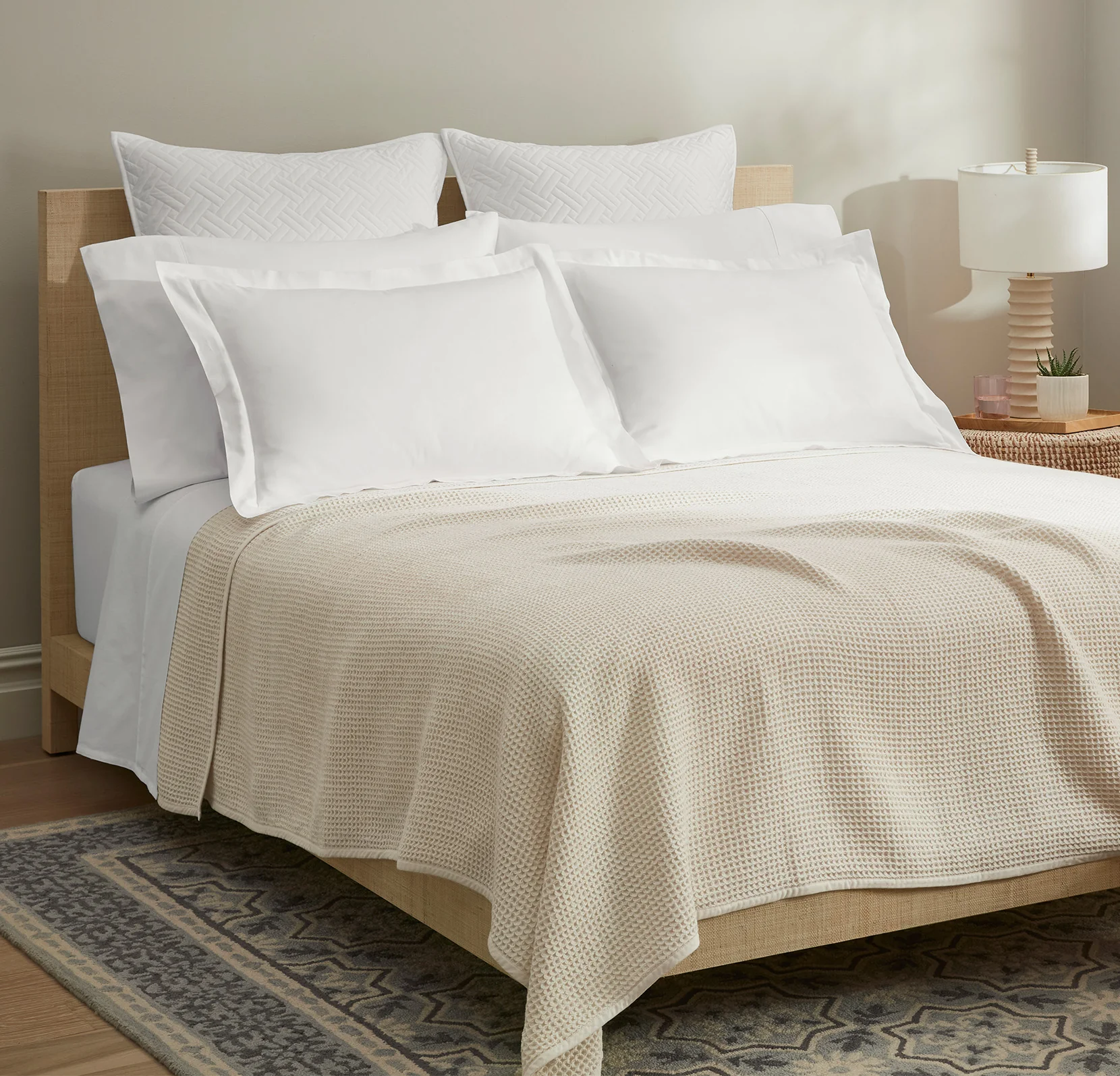 Holiday Waffle Bed Blanket - Natural - Image 2