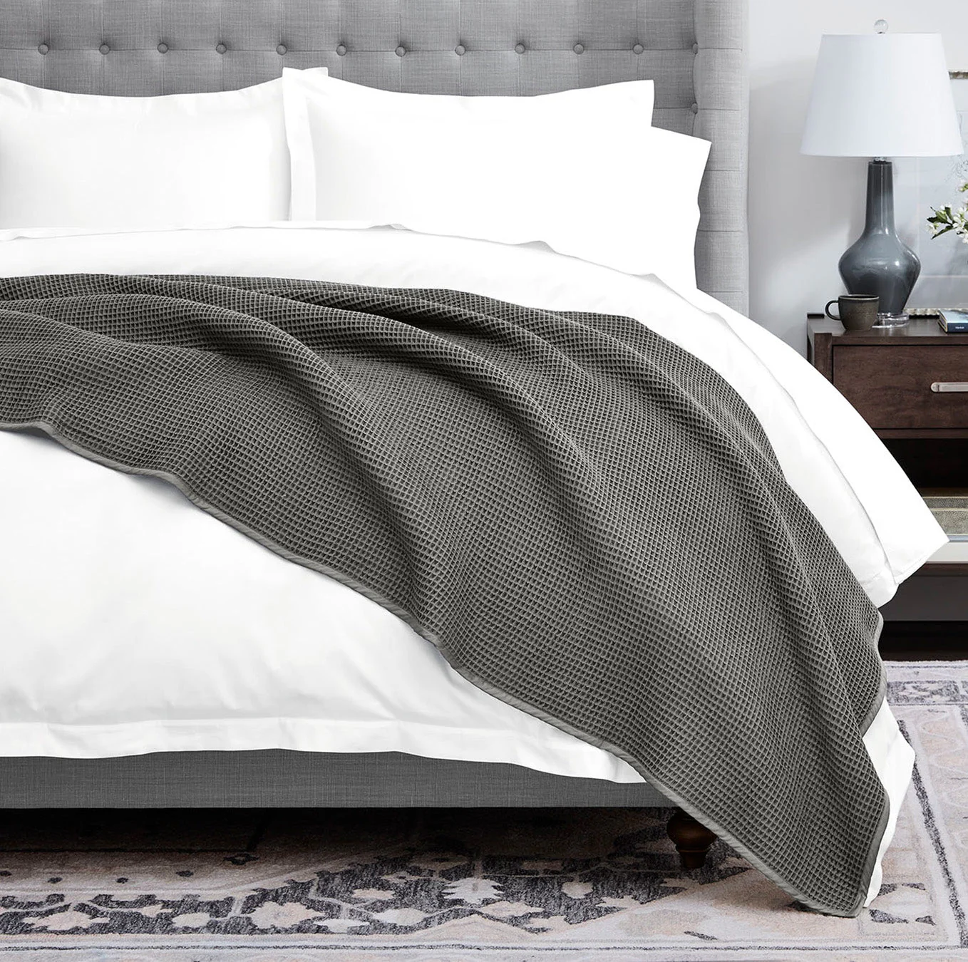 Holiday Waffle Bed Blanket - Stone - Image 2