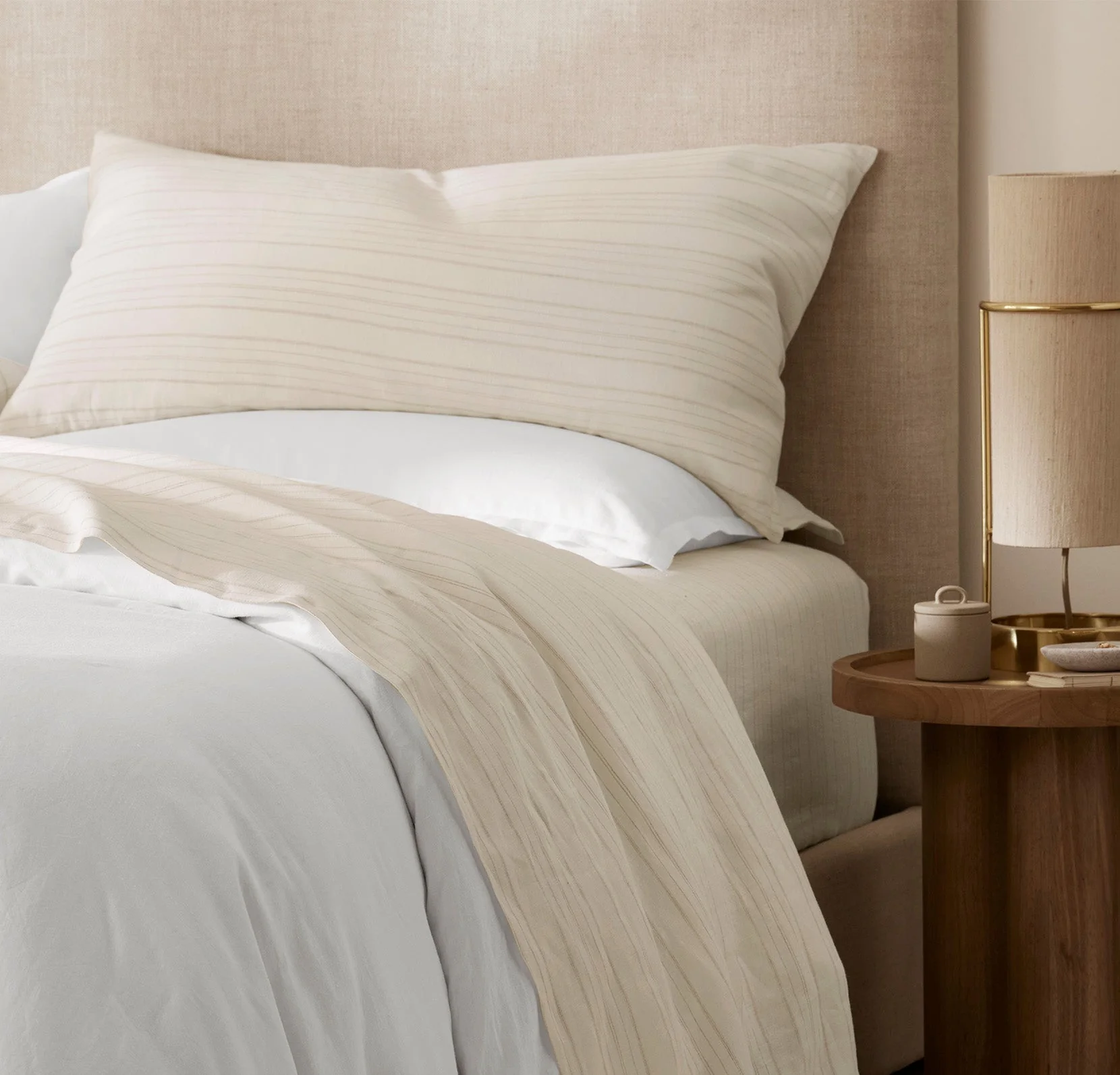 Linen Pillowcase Set - Natural Airy Stripe - Image 2