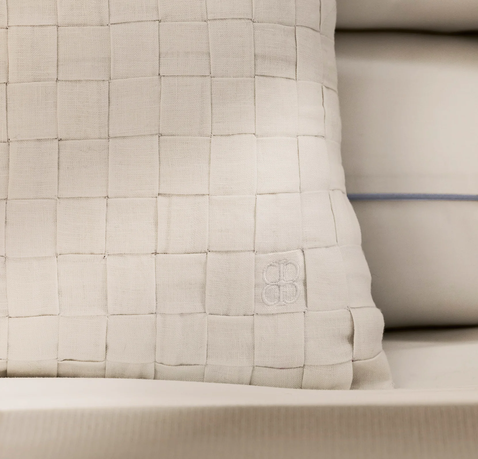 Linen Woven Icon Pillow Cover (Lumbar) - White - Image 3