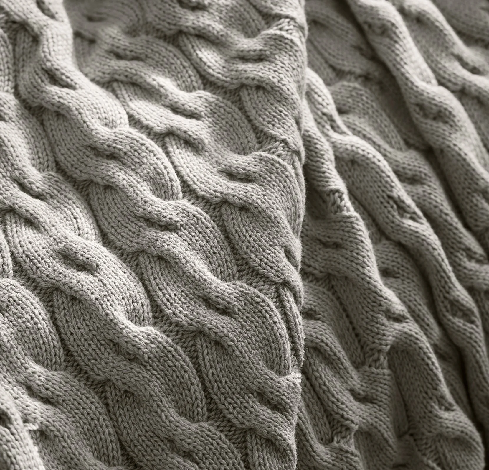 Modern Cable Knit Throw Blanket - Heathered Pewter - Image 3