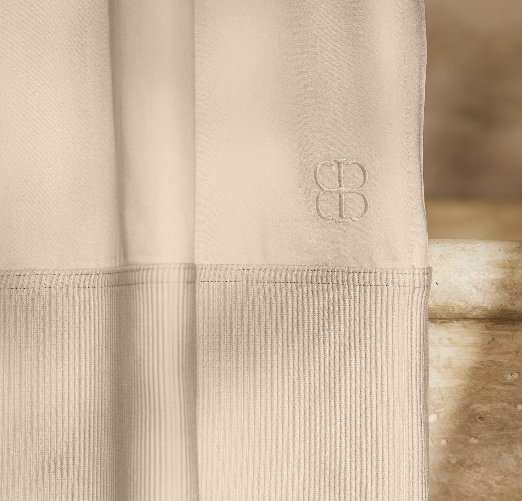 Ottoman Ribbed Shower Curtain - Sand - Image 4