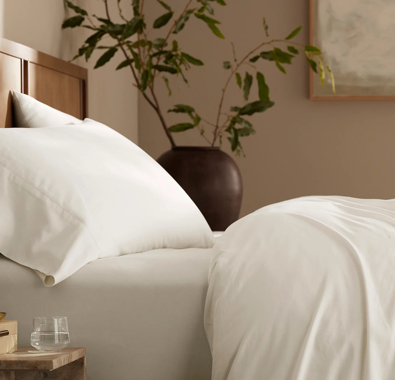 Percale Hemmed Pillowcase Set - Cream - Image 3