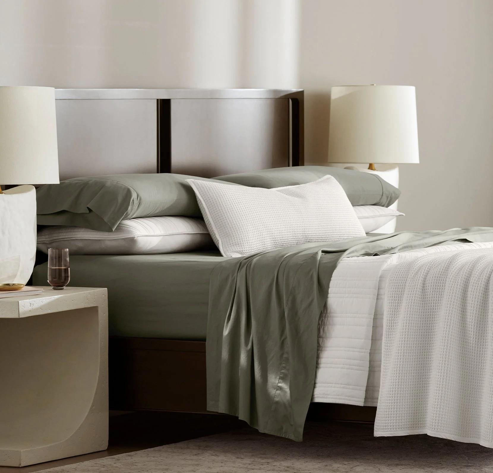 Percale Hemmed Pillowcase Set - Juniper - Image 2