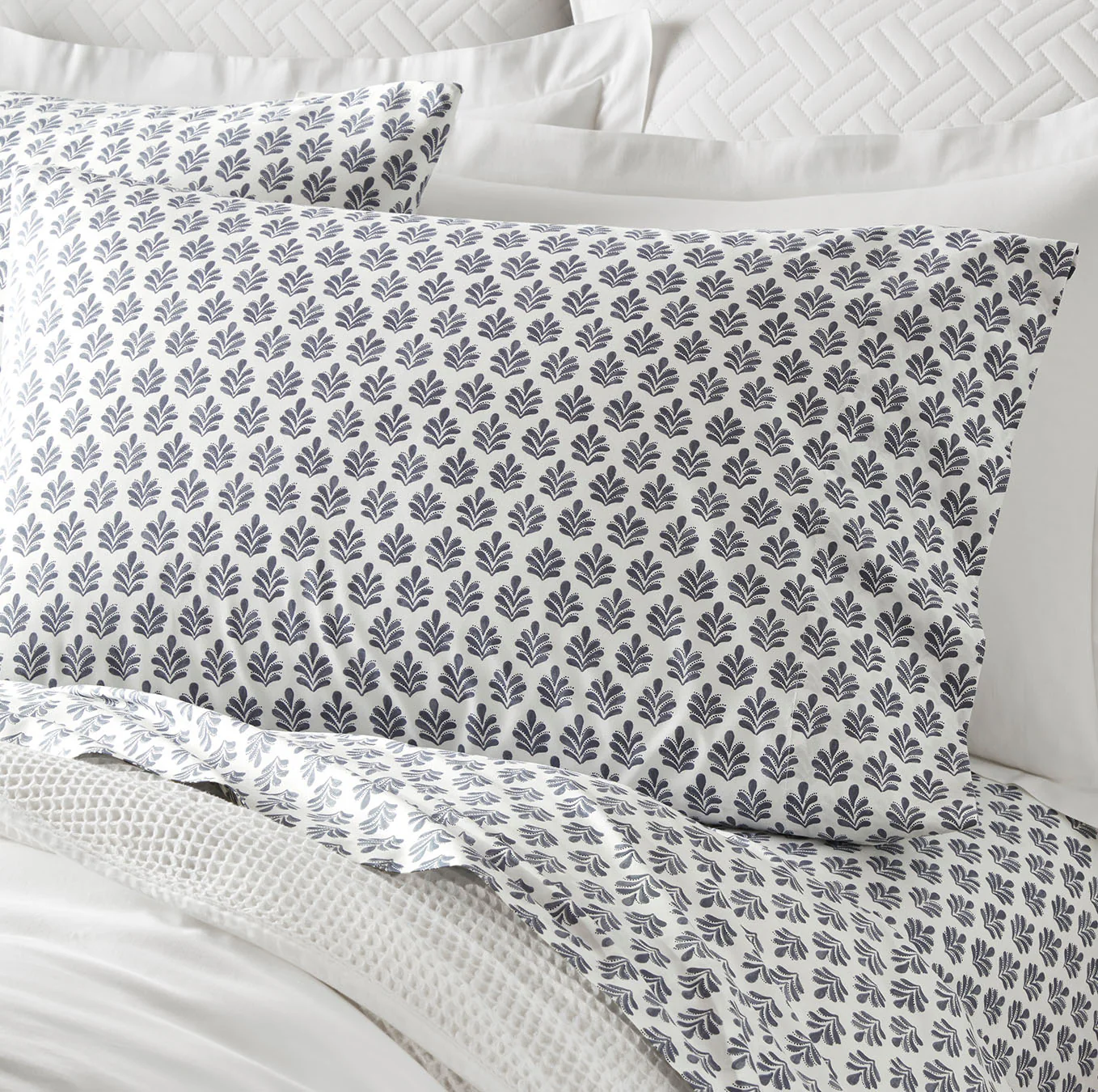 Percale Hemmed Pillowcase Set - Mineral Dot Blossom - Image 2