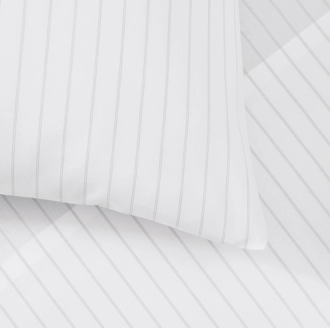 Percale Hemmed Pillowcase Set - Pewter Simple Stripe - Image 3