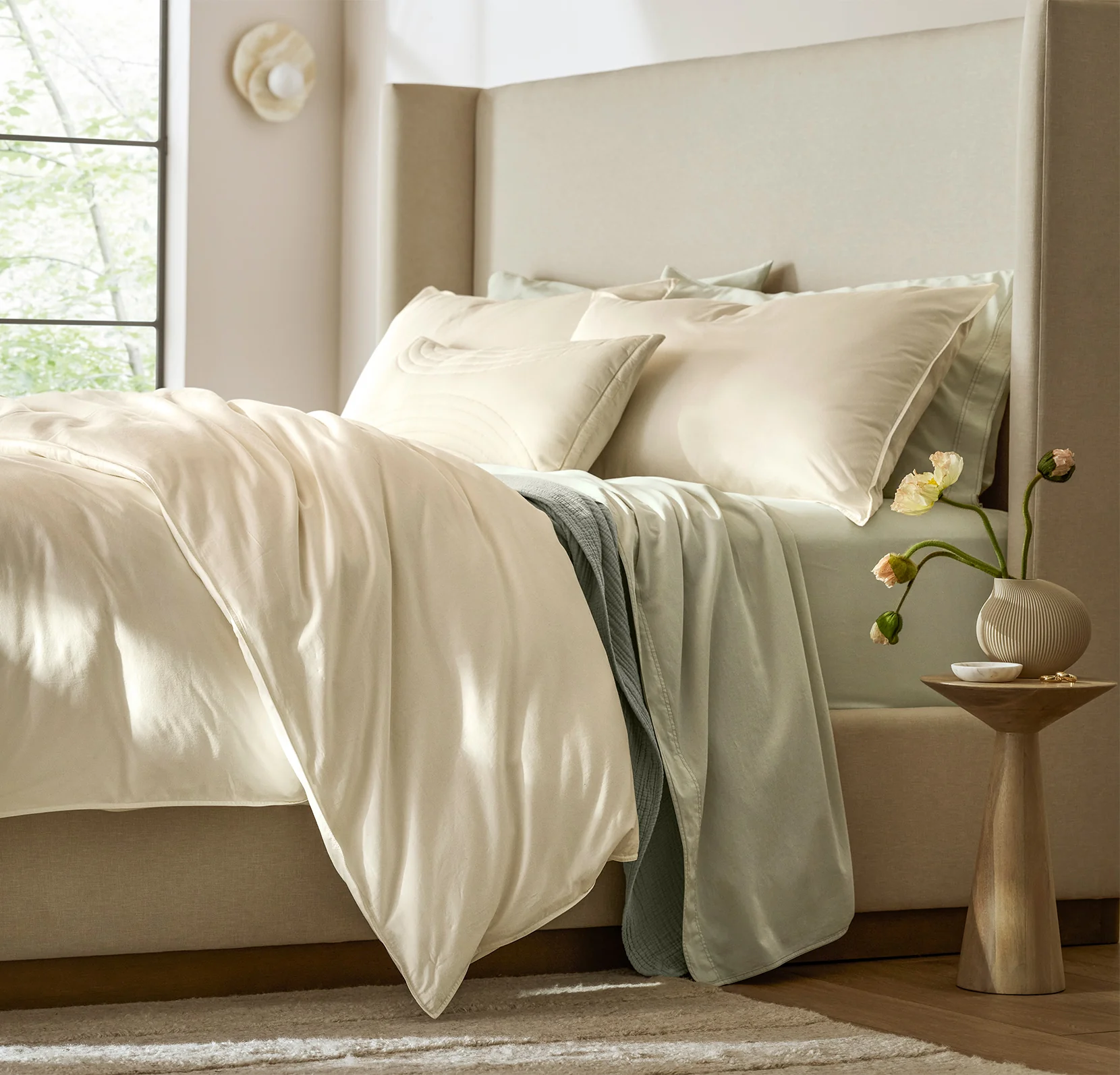 Percale Vintage Washed Duvet Set - Vintage Cream - Image 3