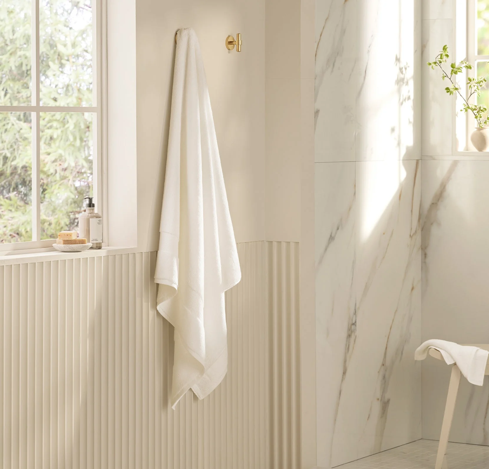 Plush Bath Sheet - White - Image 2