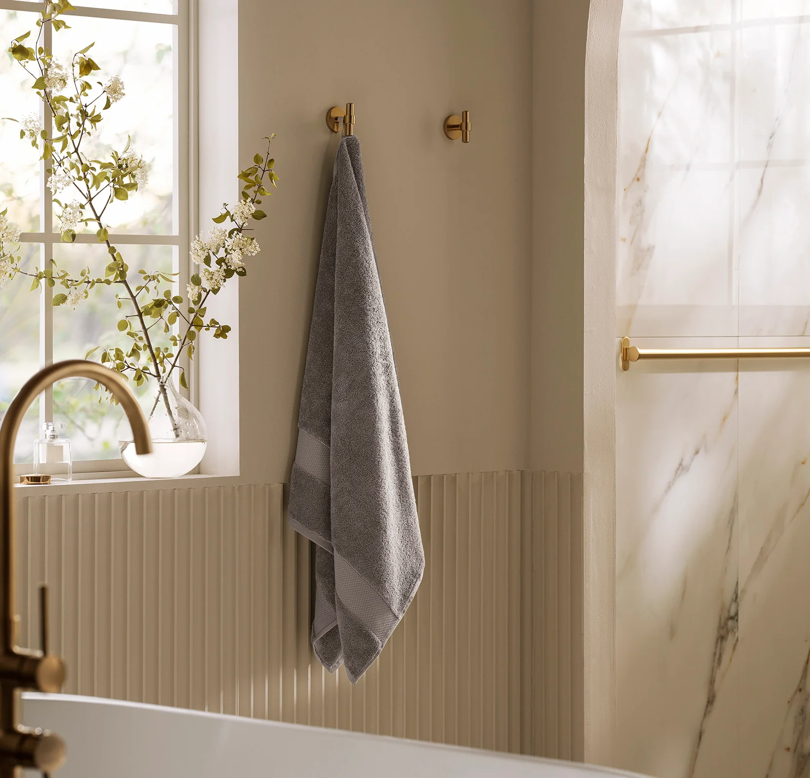 Plush Bath Towel - Stone - Image 2
