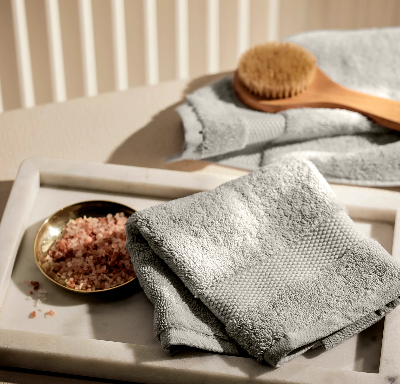 Plush Washcloths (Pair) - Pewter - Image 2