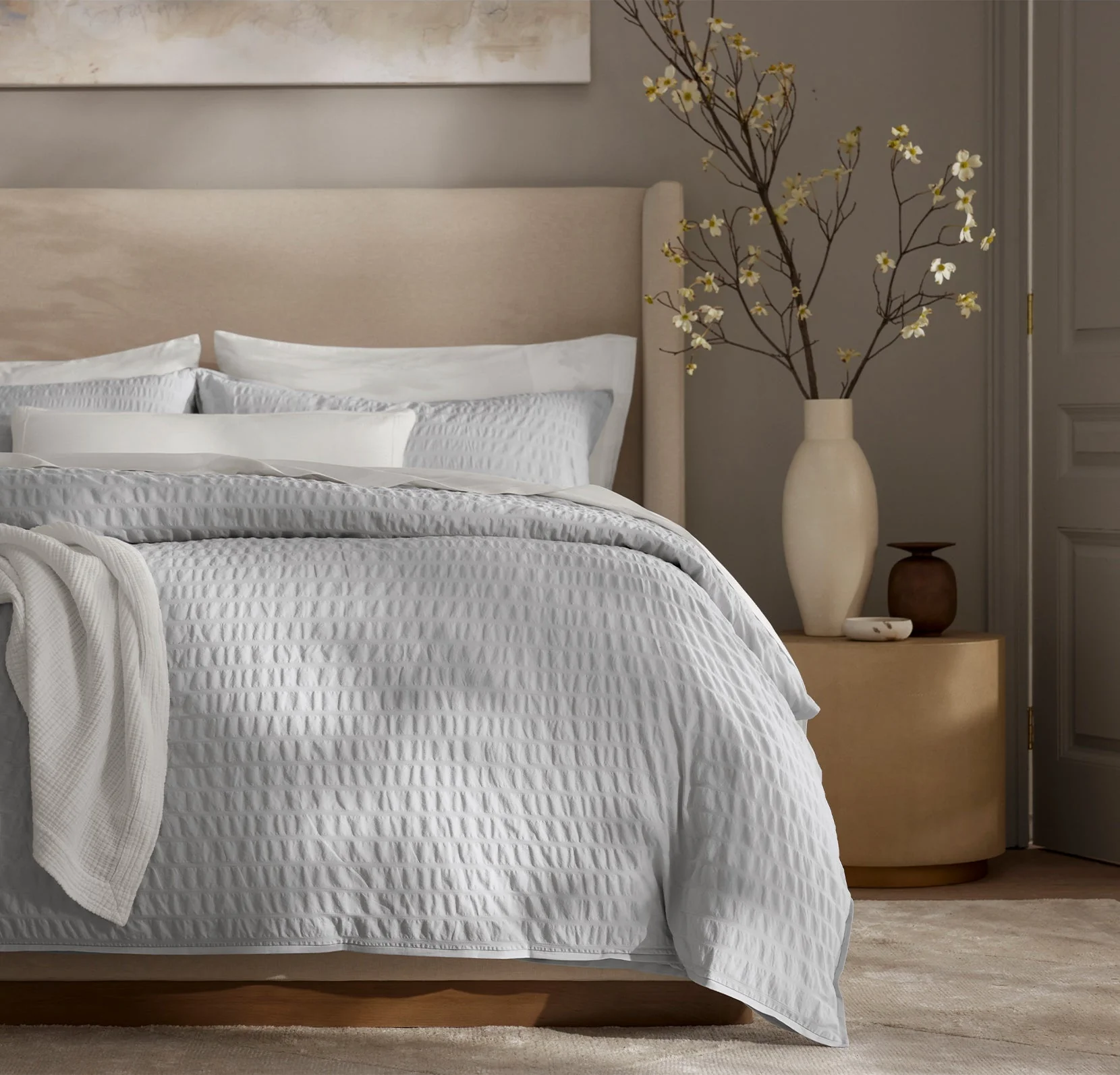 Relaxed Seersucker Duvet Set - Sky - Image 3