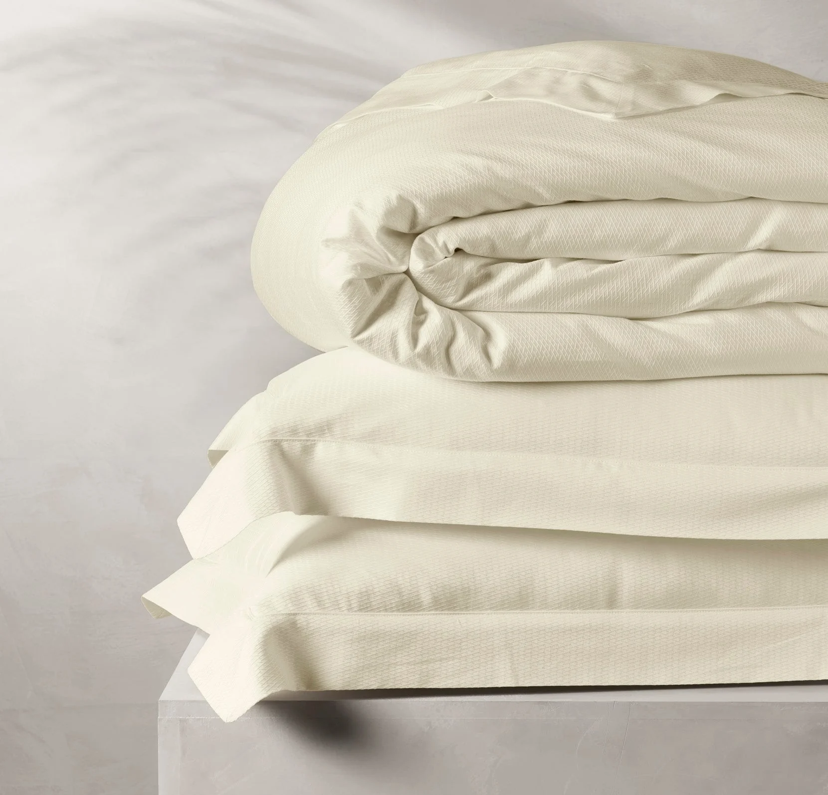 Reserve Embellished Duvet Set - Ivory Lattice Jacquard