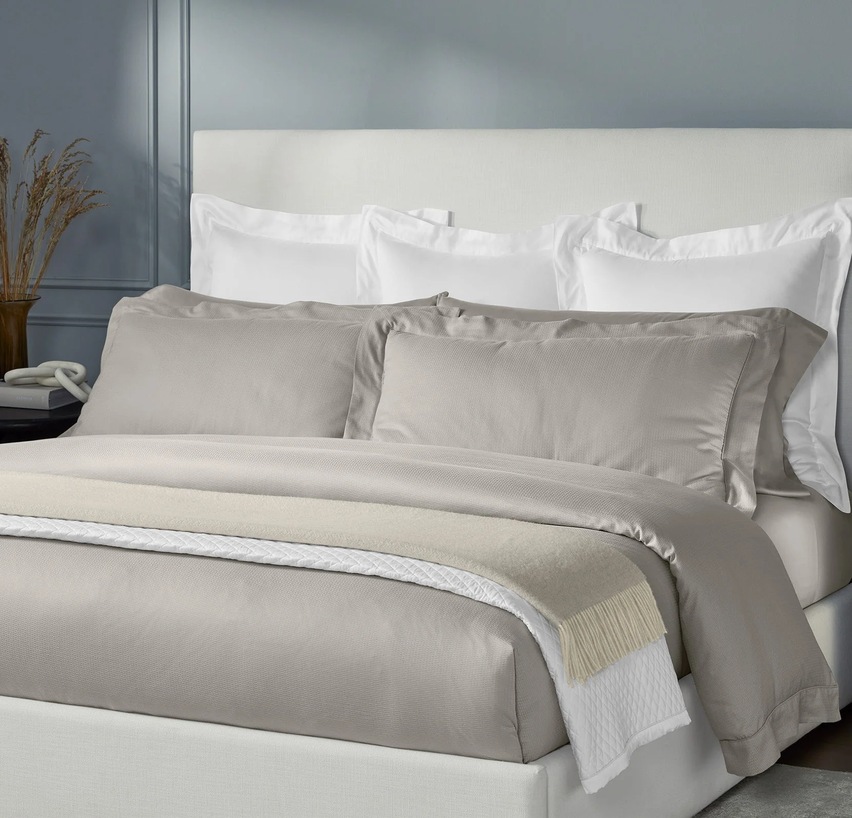 Reserve Embellished Duvet Set - Pewter Lattice Jacquard - Image 2