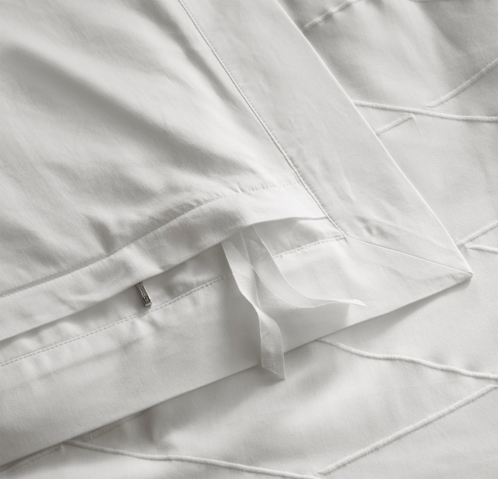 Reserve Embellished Duvet Set - White/White Embroidered Lattice - Image 5