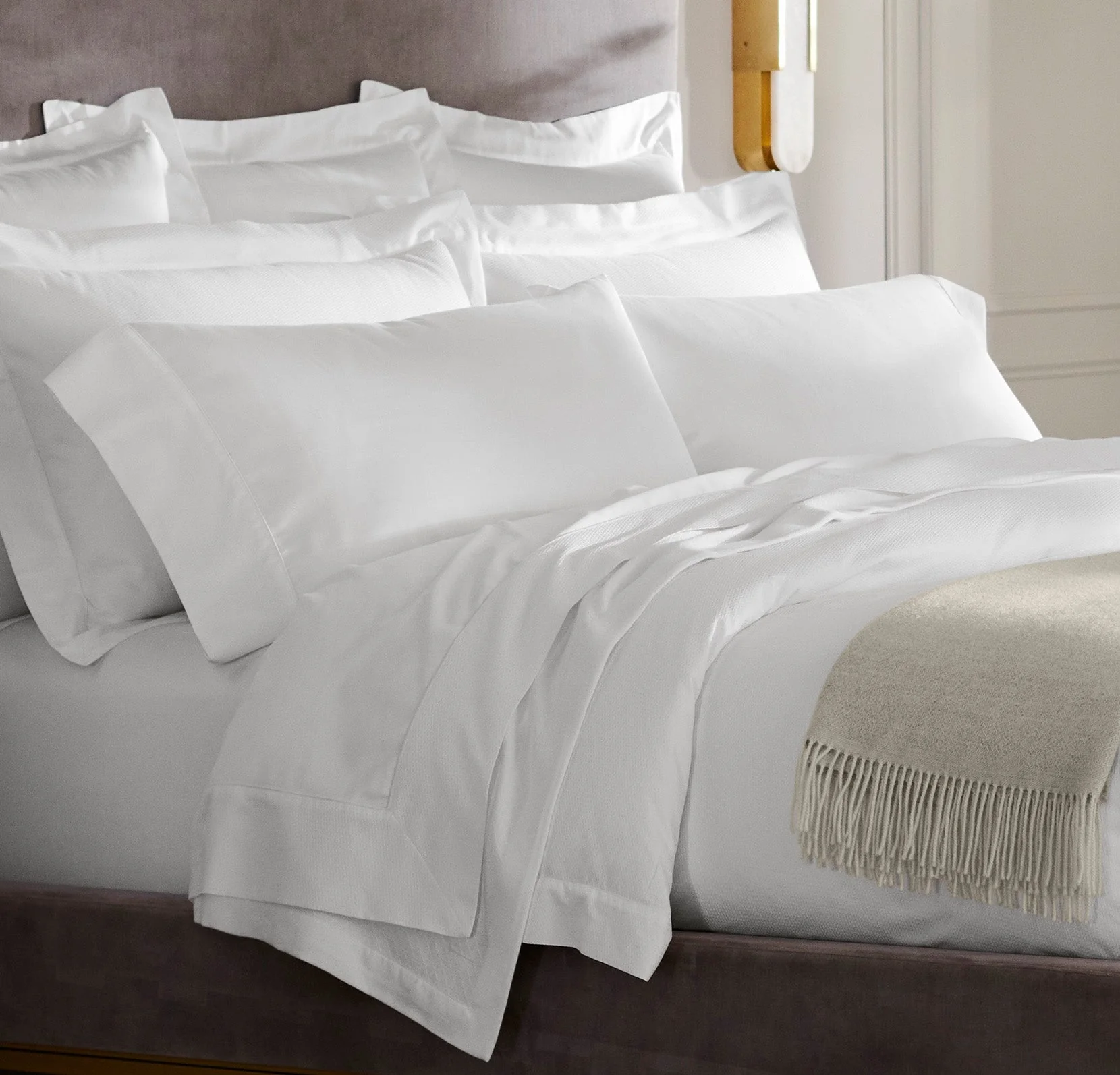 Reserve Embellished Sheet Set - White Lattice Jacquard - Image 2
