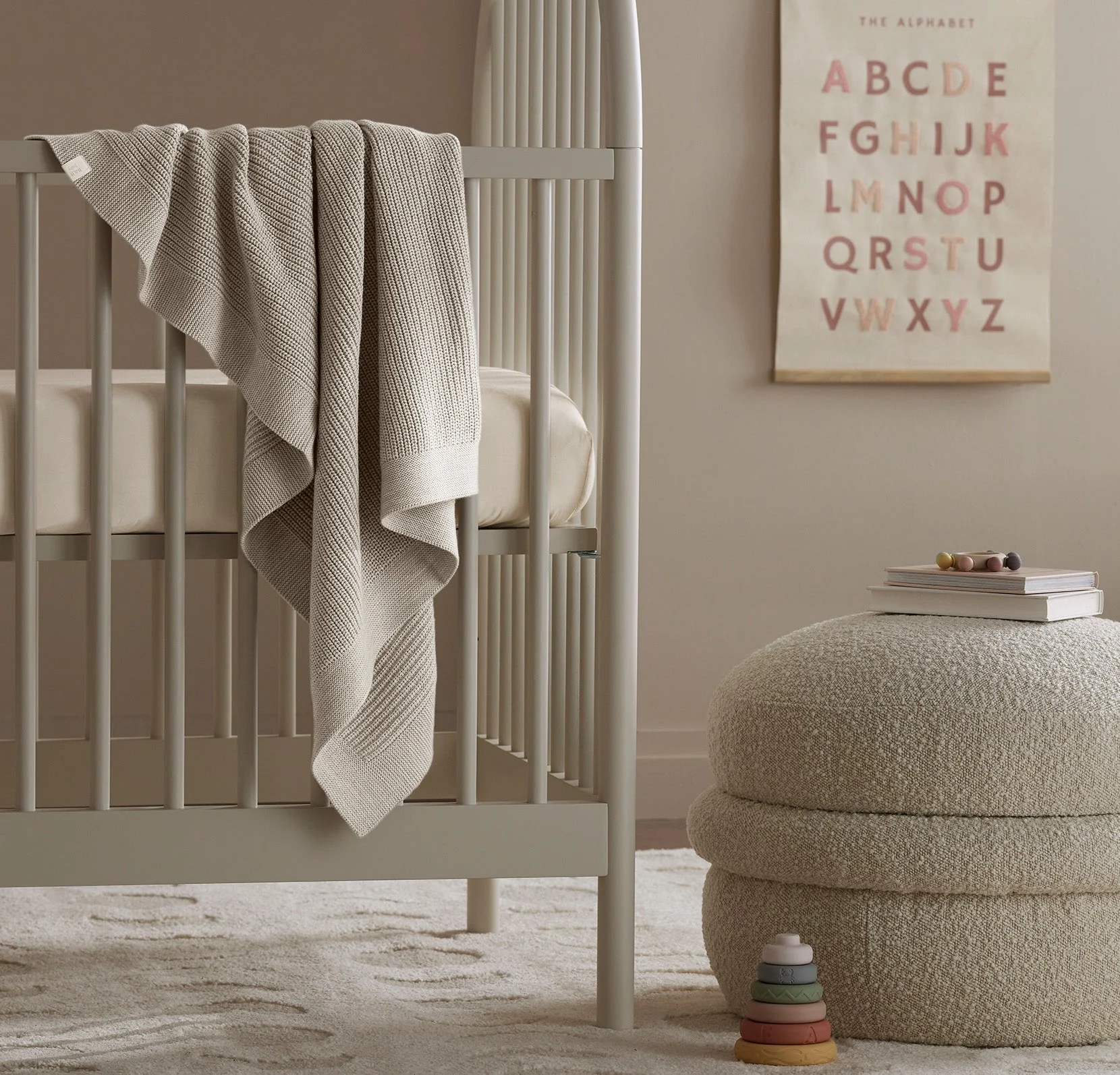 Ribbed Knit Baby Blanket - Heathered Oatmeal - Image 3