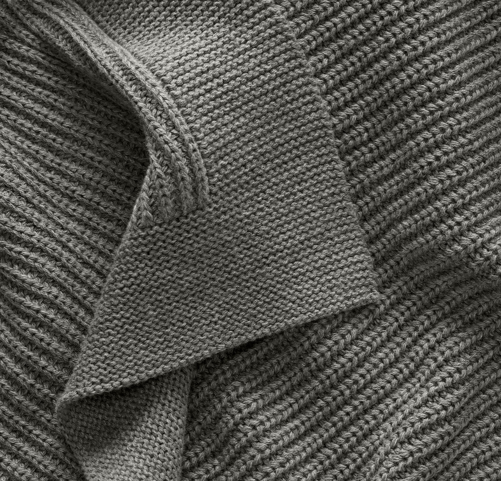 Ribbed Knit Baby Blanket - Heathered Stone - Image 6