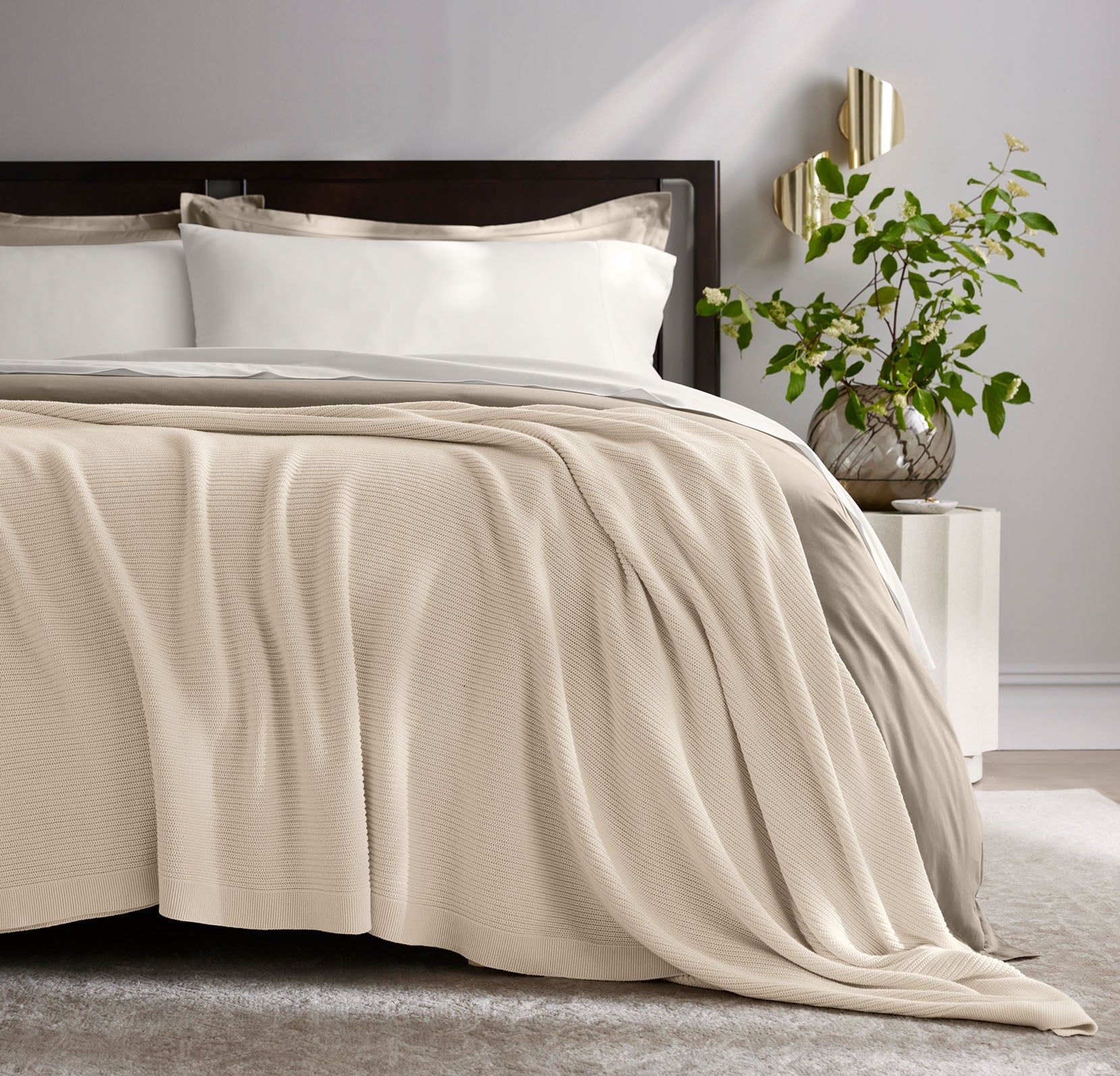 Ribbed Knit Bed Blanket - Natural - Image 2