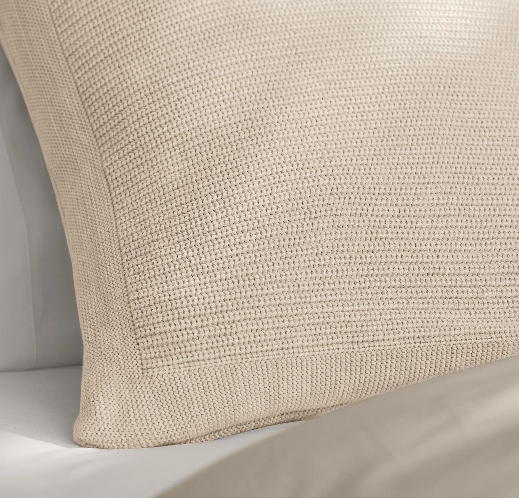 Ribbed Knit Pillow Cover (20x20) - Heathered Oatmeal - Image 4