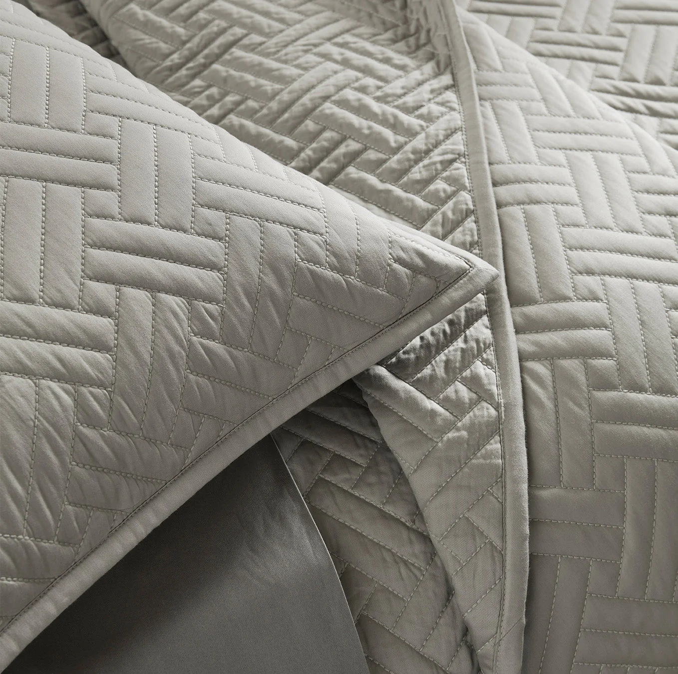 Signature Basketweave Quilted Sham - Pewter - Image 3