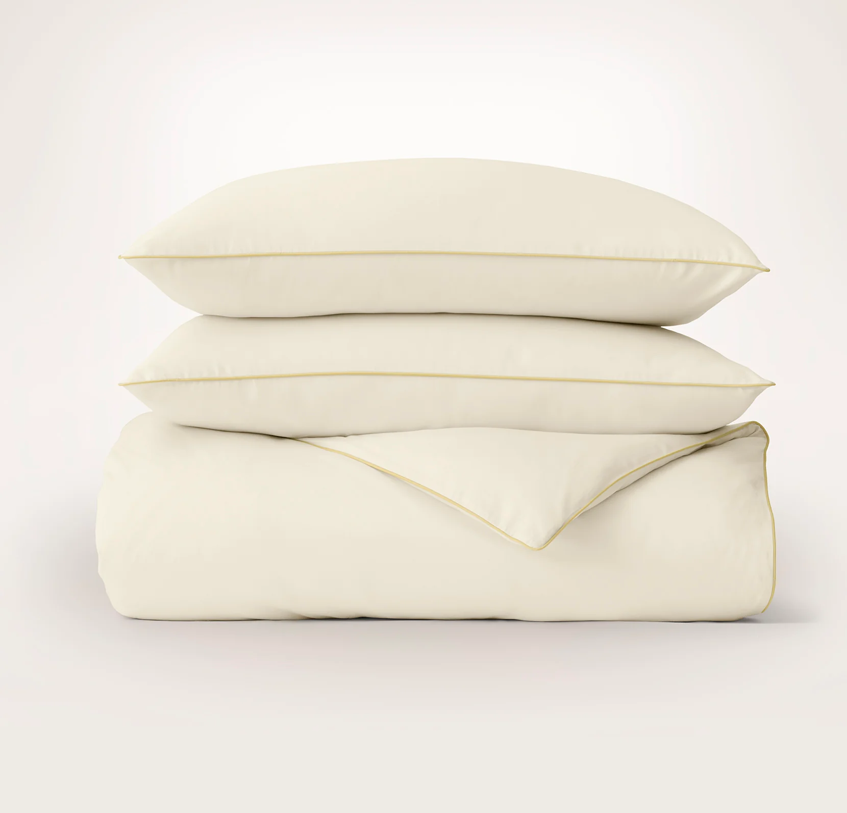 Signature Embellished Duvet Set - Cream/Buttercup Piped Edge