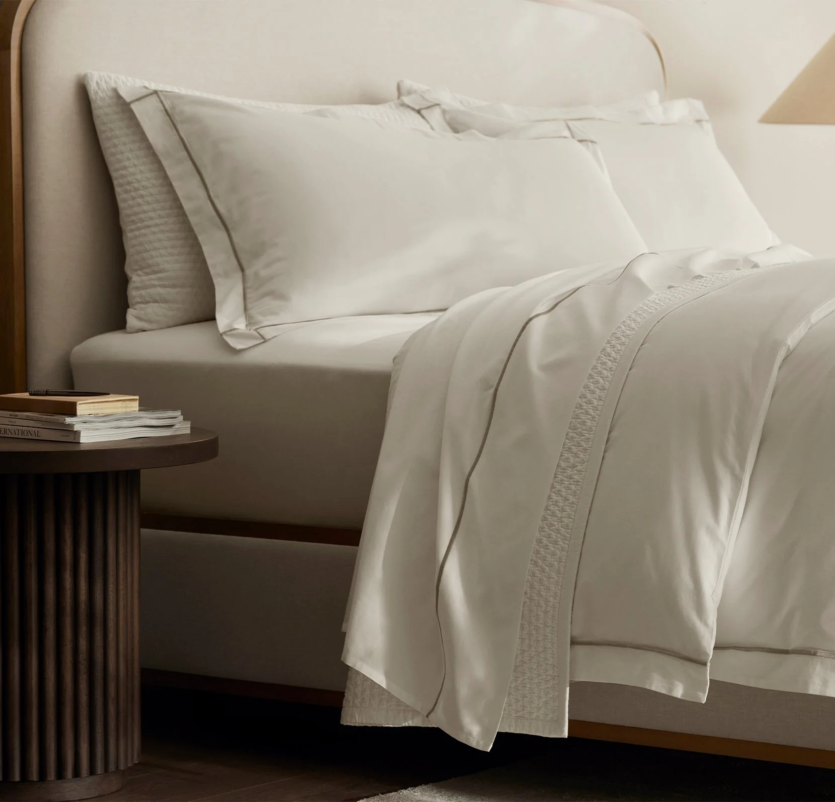 Signature Embellished Duvet Set - White/Oak Embroidered - Image 3