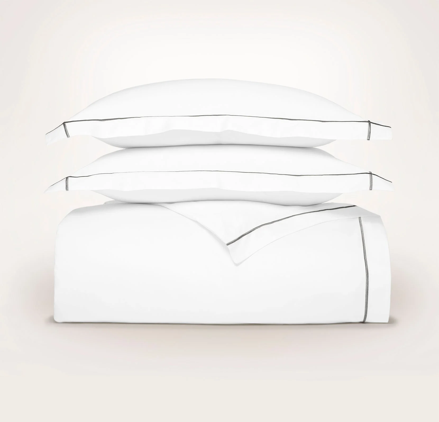 Signature Embellished Duvet Set - White/Stone Embroidered