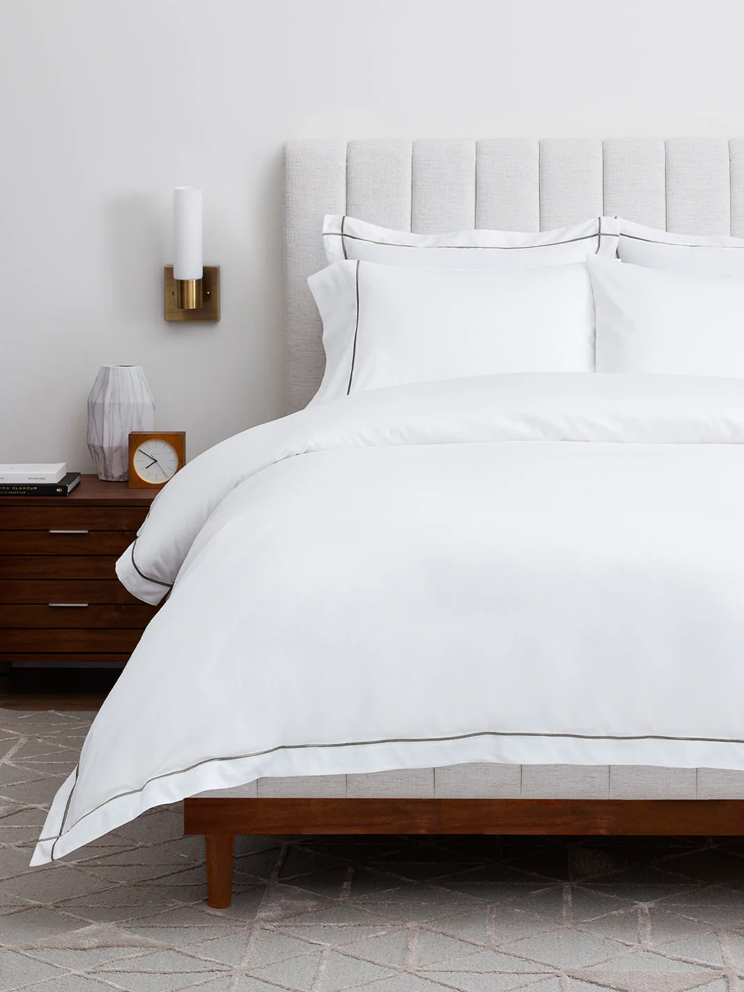 Signature Embellished Duvet Set - White/Stone Embroidered - Image 2